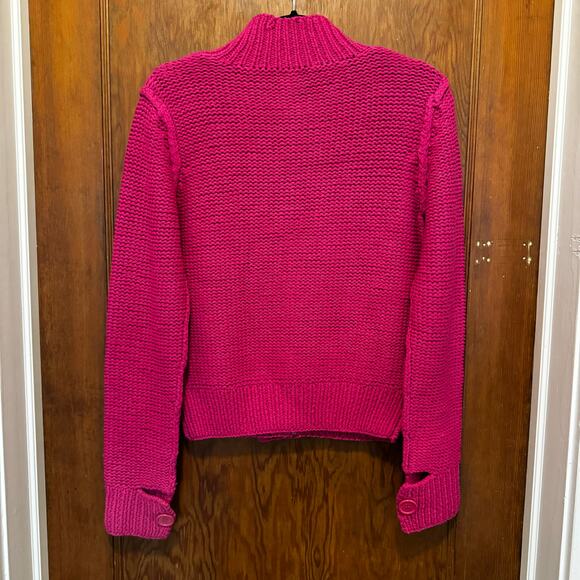 NWT Deadstock Vintage 525 America Hand Knit Chunky Zip Up Sweater Pink M Cottage - Picture 12 of 16